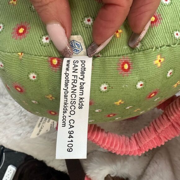 Pottery Barn Kids Set of 2 Brooke Owl Decorative Pillows Pink Green Corduroy - Picture 13 of 13